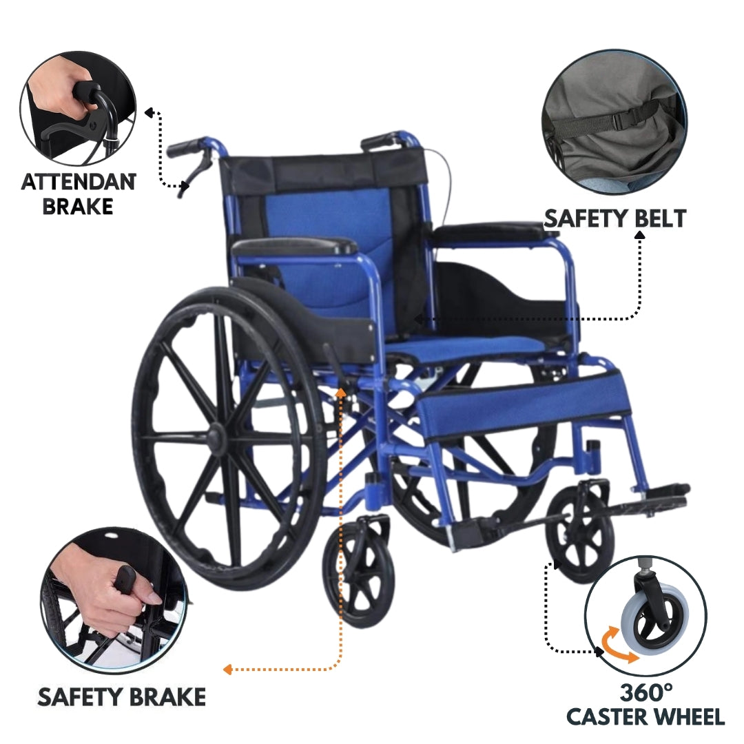 Smart Mobility: Foldable Wheelchair Featuring Attendant Brakes - Image 2